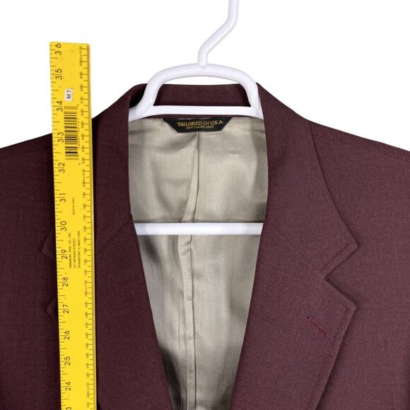 Sutter & Grant Mens 44L Burgundy Wool Blazer Gold Crest Buttons Academia Preppy - Picture 11 of 15